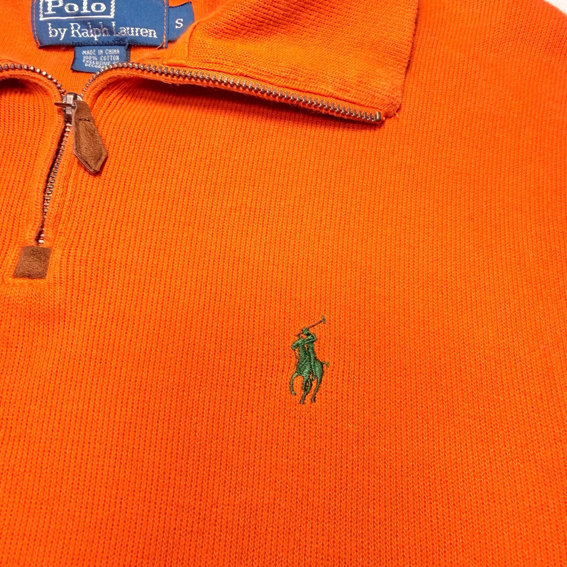 Polo Ralph Lauren Orange Pima Cotton 1/4 Zip Pullover Sweater 3