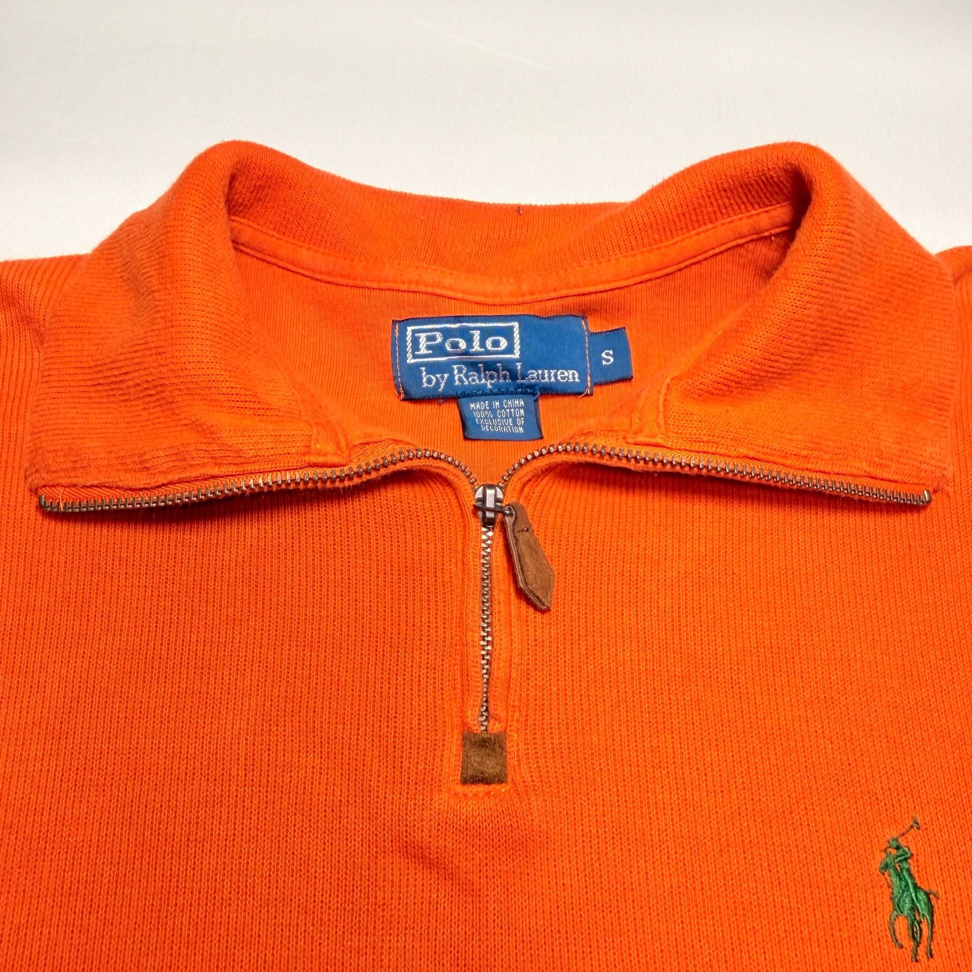 Polo Ralph Lauren Orange Pima Cotton 1/4 Zip Pullover Sweater 5