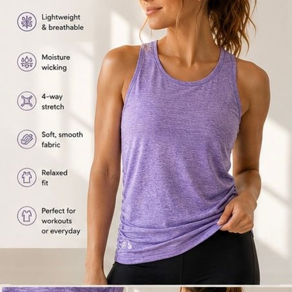 Lululemon Essential Tank Heathered Heliotrope Purple Heathered Size Small