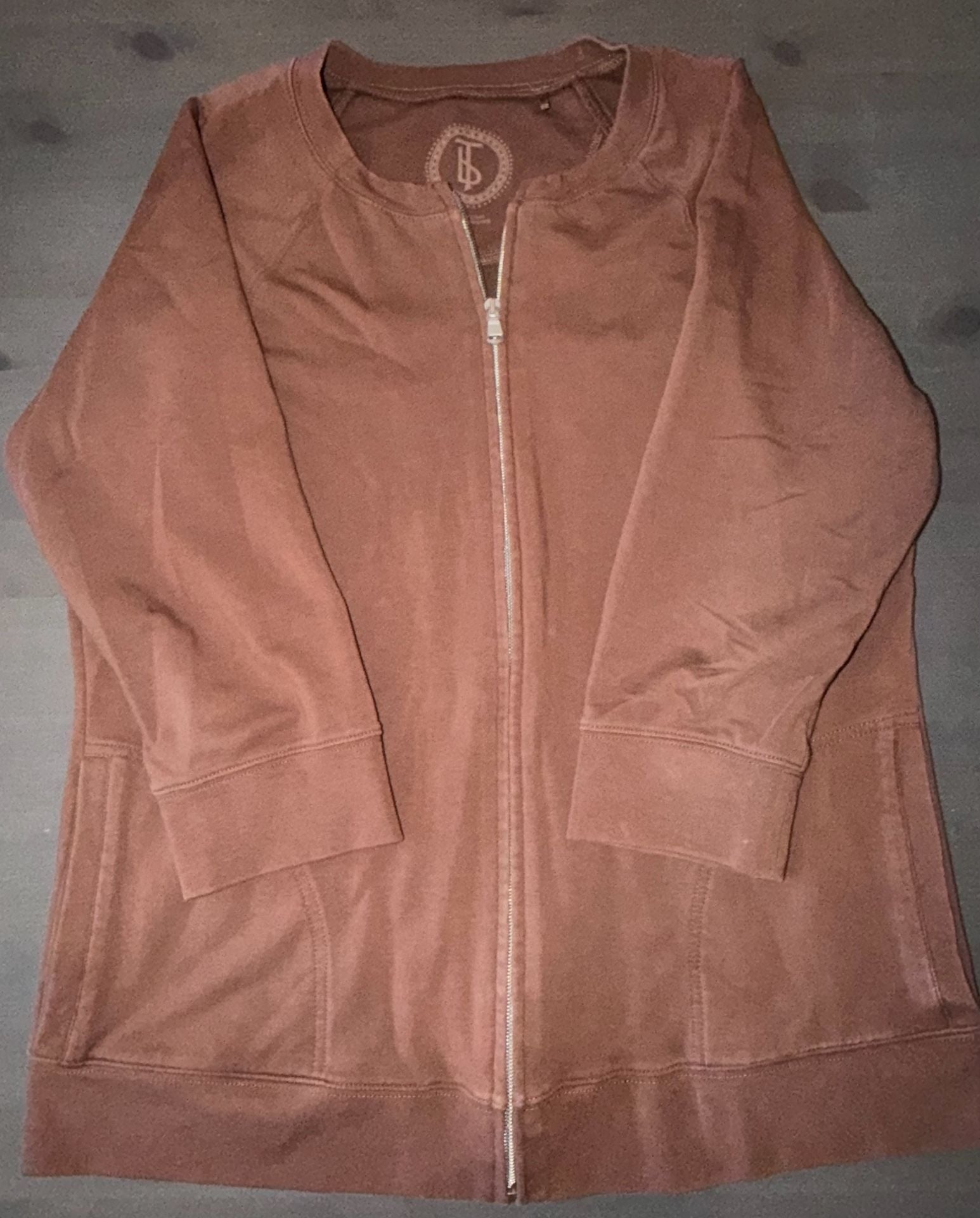 Women's Brown Drawstring zip-through hoodie 4