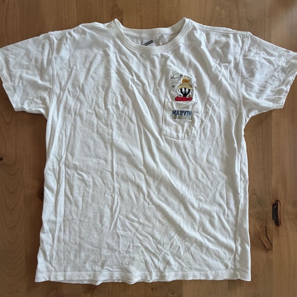 Vintage 1999 Warner Bros Marvin the Martian Embroidered Pocket T-Shirt