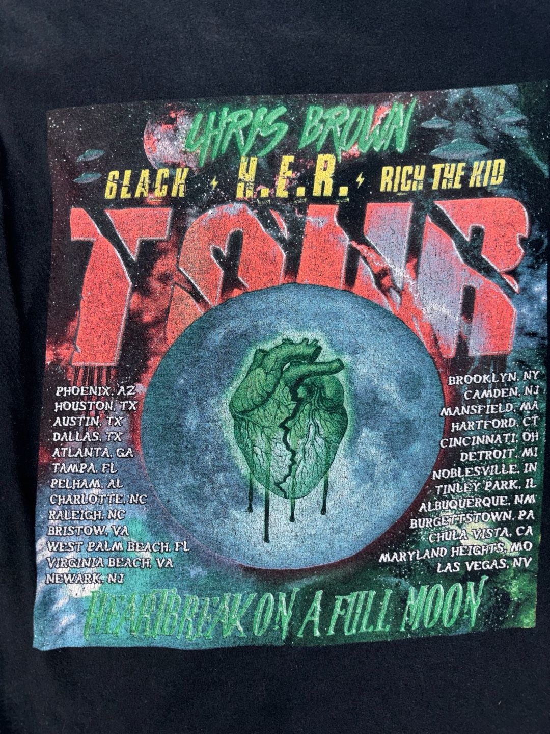 Chris Brown 2018 Heartbreak On A Full Moon Tour T-Shirt 4