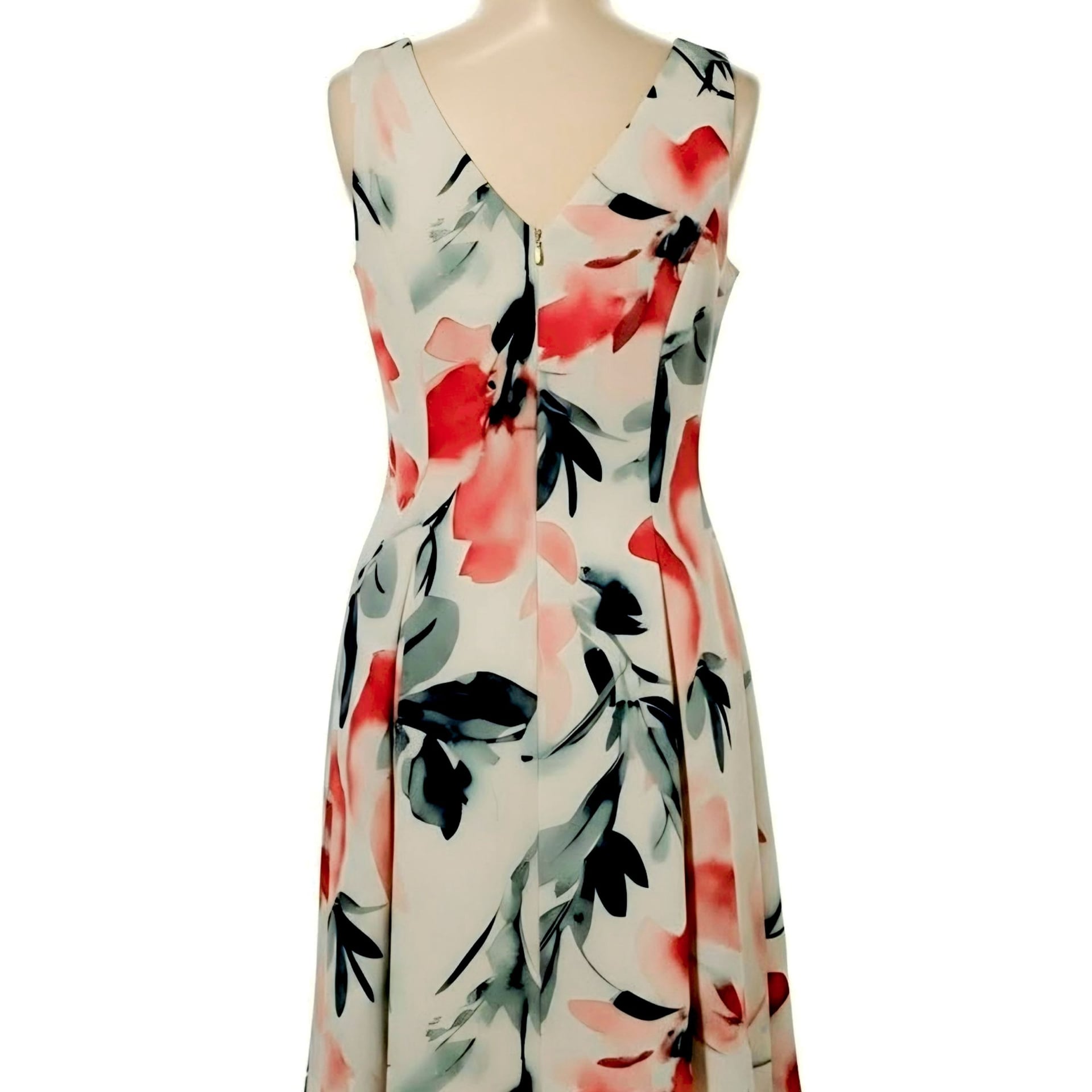 DKNY Dress Women's 10 White Floral Zips Sleeveless Cocktail Business Wedding NWT NEW 5