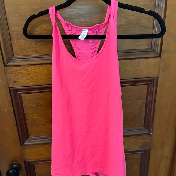 Athleta Bakasana Ruched Back Racerback Tank Top Neon Pink