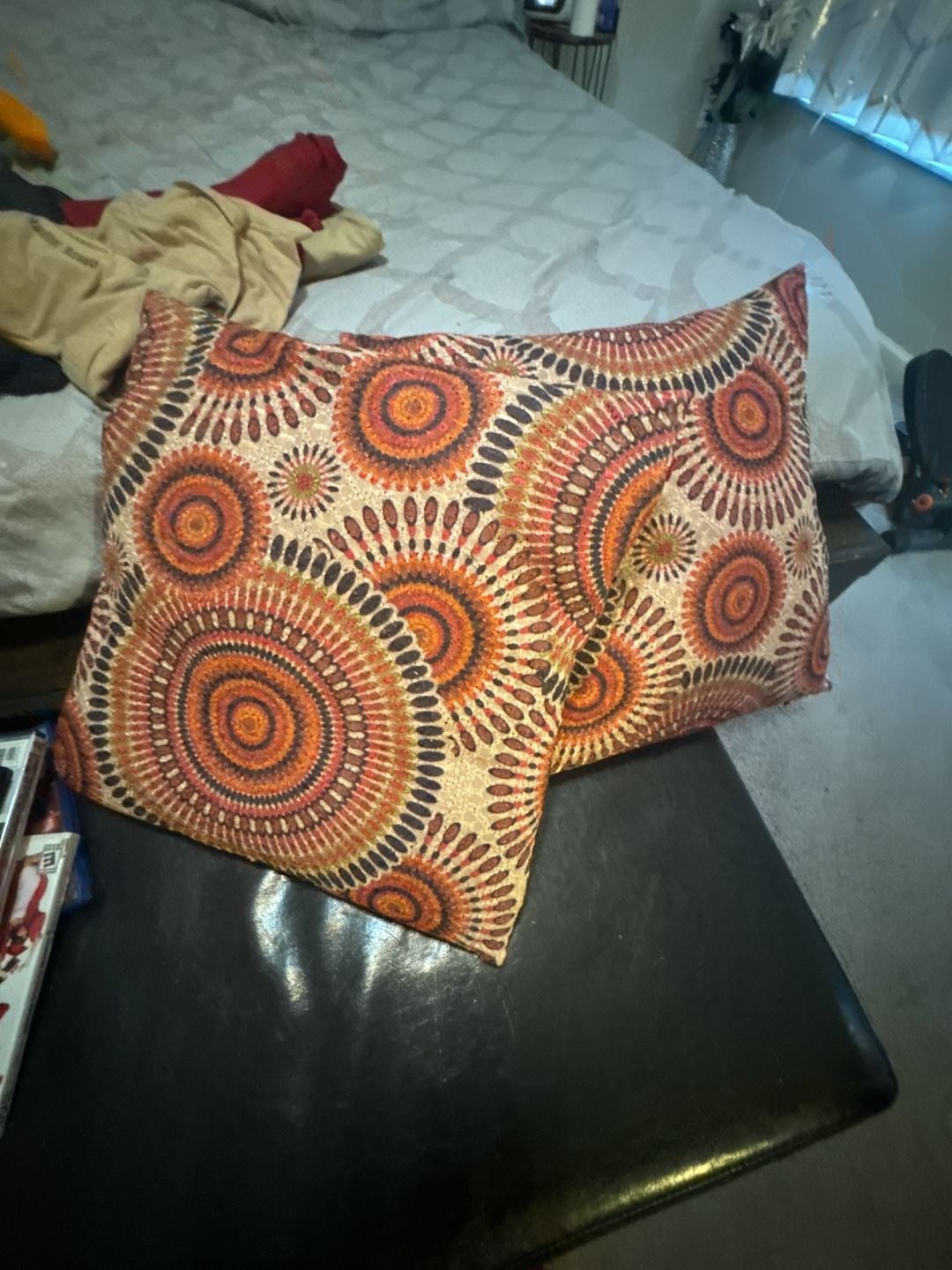 Bohemian African Geometric Sunburst Throw Pillows - Set of 2 1
