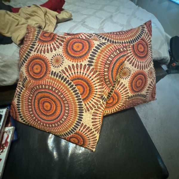 Bohemian African Geometric Sunburst Throw Pillows - Set of 2