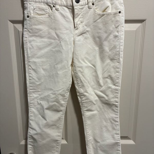 J.Crew Toothpick Ankle Corduroy Pants in Ivory White
