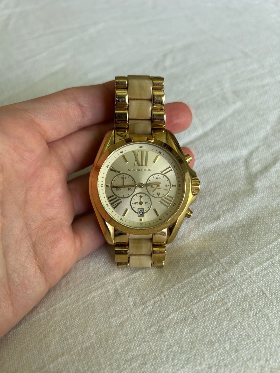 Michael Kors Bradshaw MK5722 Gold-Tone and Horn Acetate Chronograph Watch 2