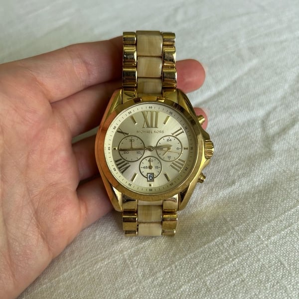 Michael Kors Bradshaw MK5722 Gold-Tone and Horn Acetate Chronograph Watch