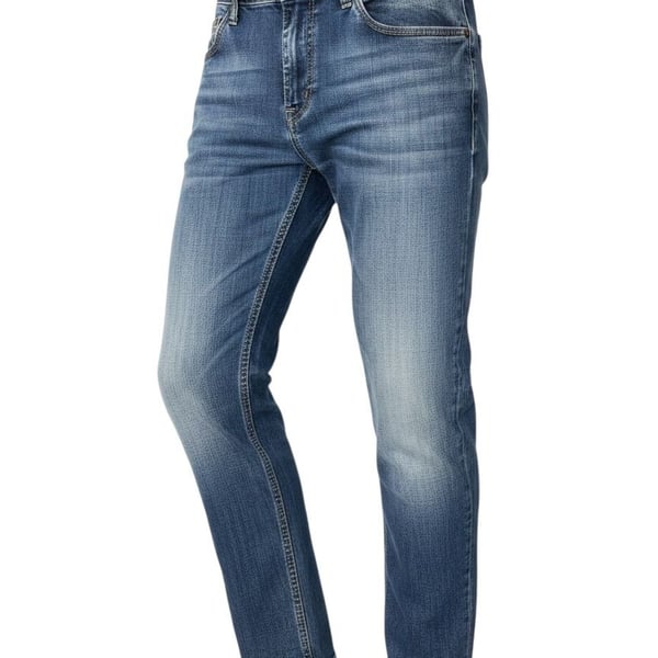 Emporio Armani J06 Slim Fit Blue Wash Jeans with Leather Logo Patch