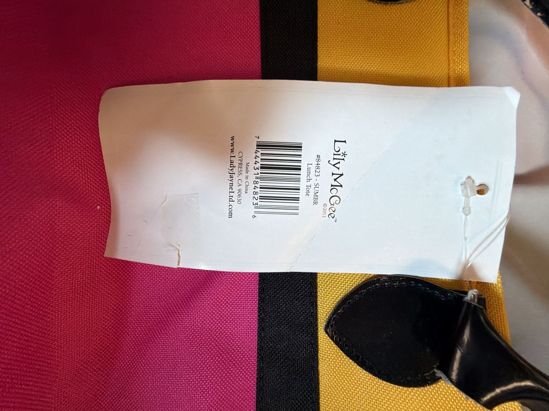 Lily McGee Colorblock Insulated Lunch Tote Pink Yellow Black 3