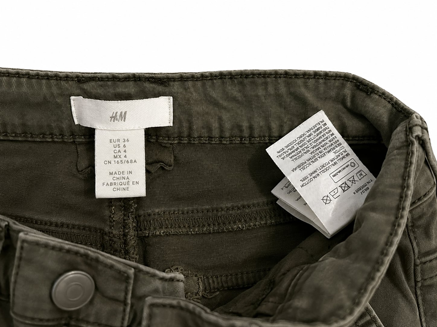 H&M Olive Green High Waist Skinny Cargo Pants 5