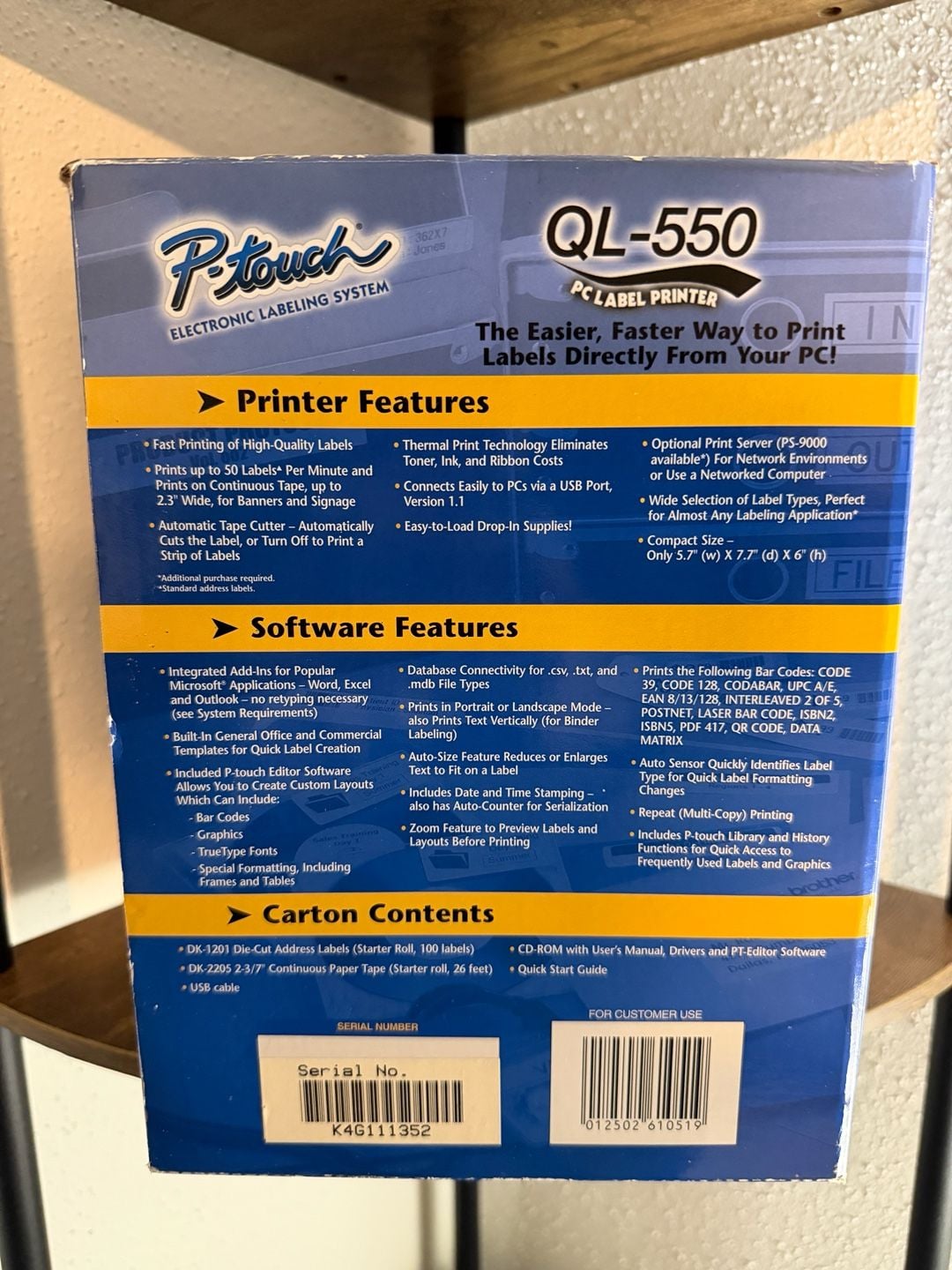 Brother P-Touch QL-550 Thermal PC Label Printer w/ Original Box and Accessories 4