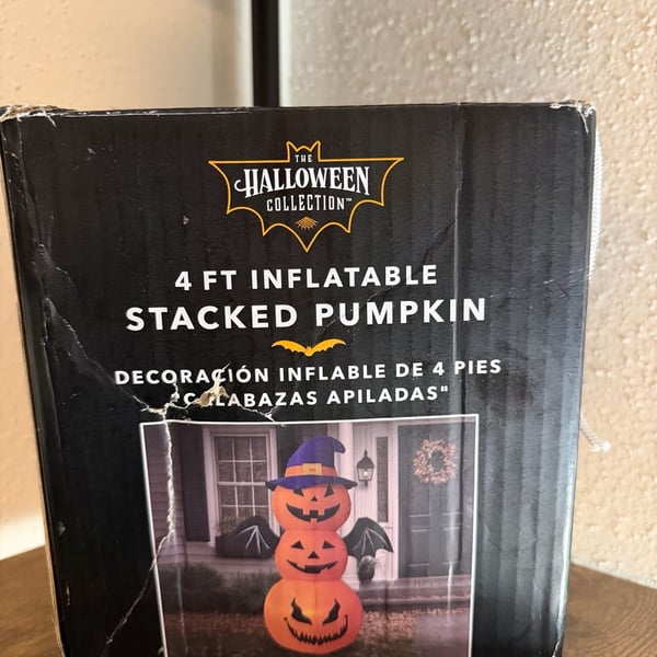 The Halloween Collection 4Ft Inflatable Pumpkins with Witch Hat & Bat Wings