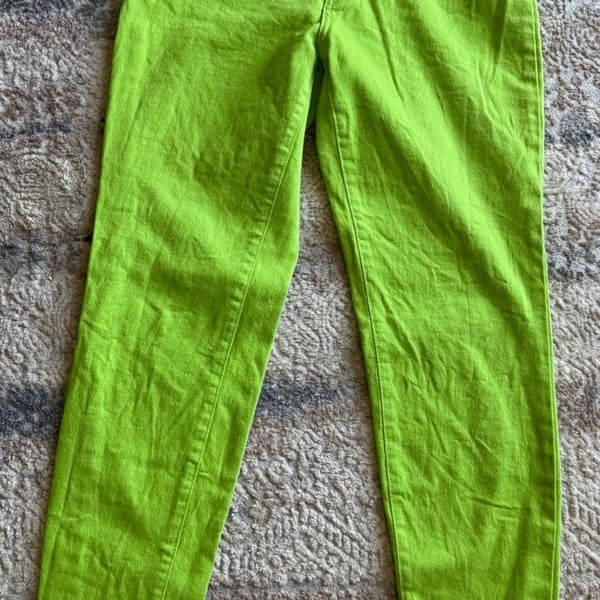 VTG Versace Jeans Couture Lime Green High Waisted Tapered Leg Denim