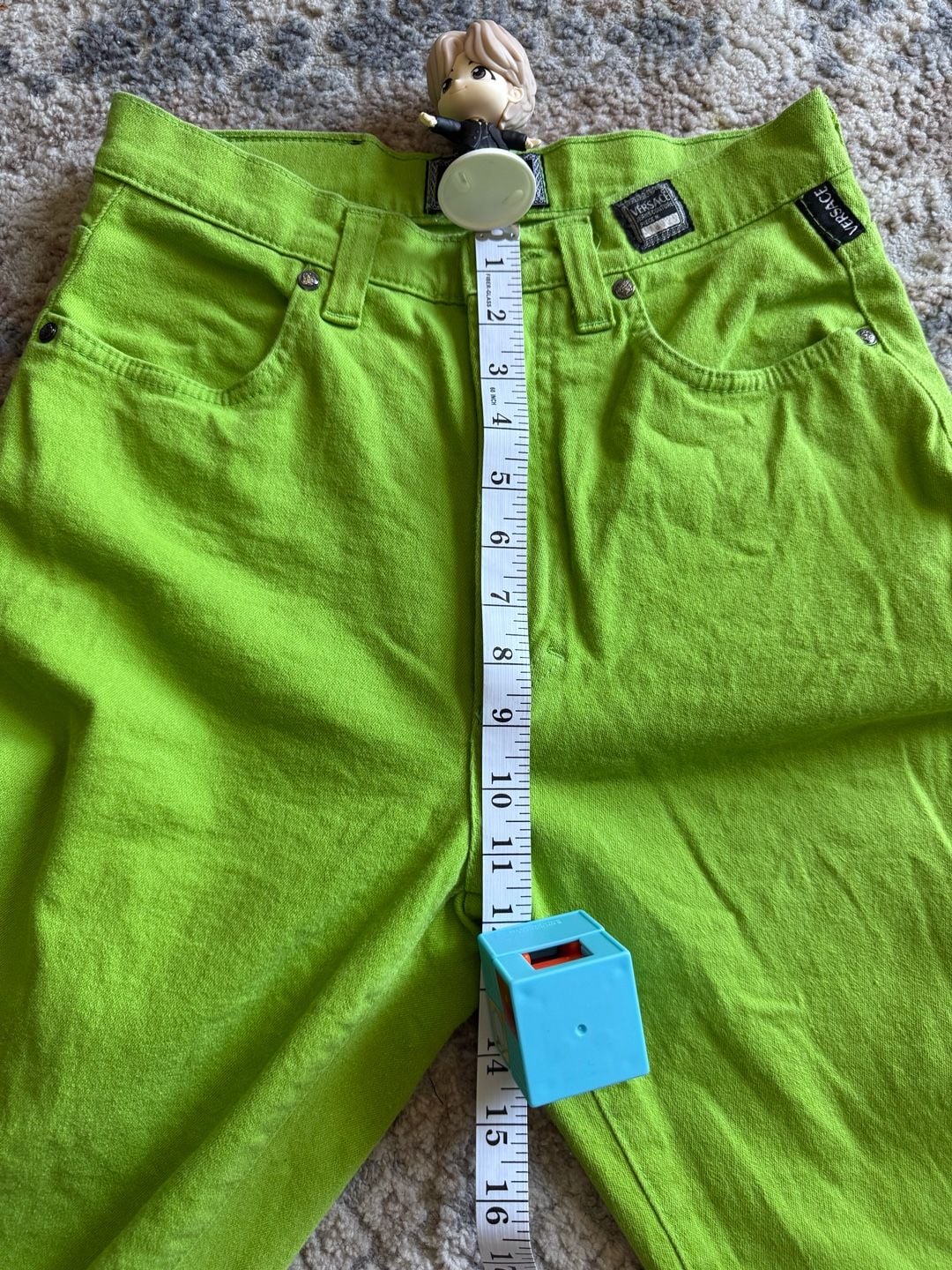 VTG Versace Jeans Couture Lime Green High Waisted Tapered Leg Denim 4