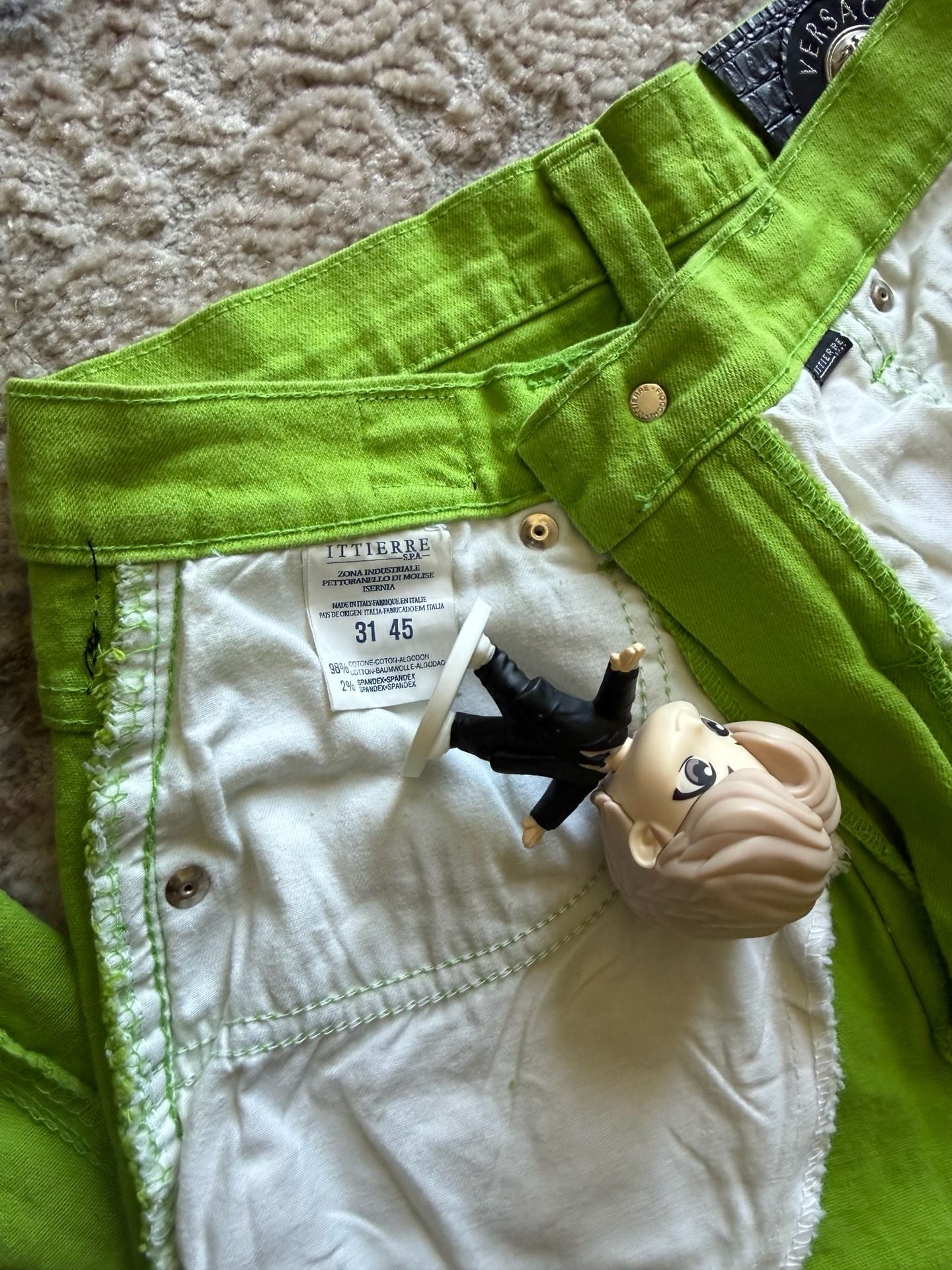 VTG Versace Jeans Couture Lime Green High Waisted Tapered Leg Denim 11