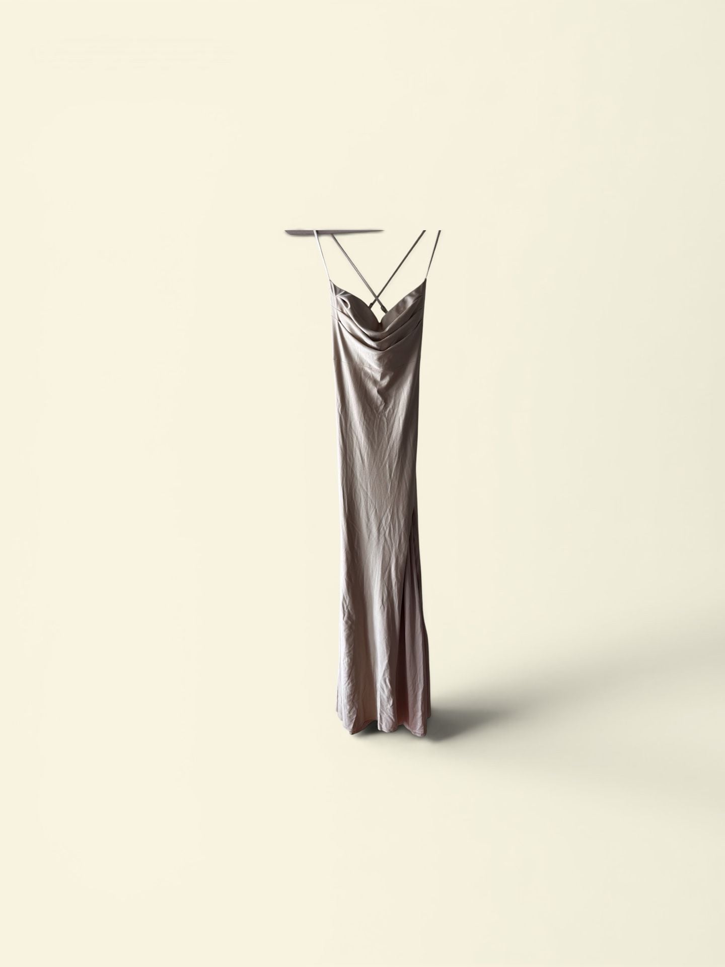 Windsor Cowl Neck Backless Gown in Cafe 2