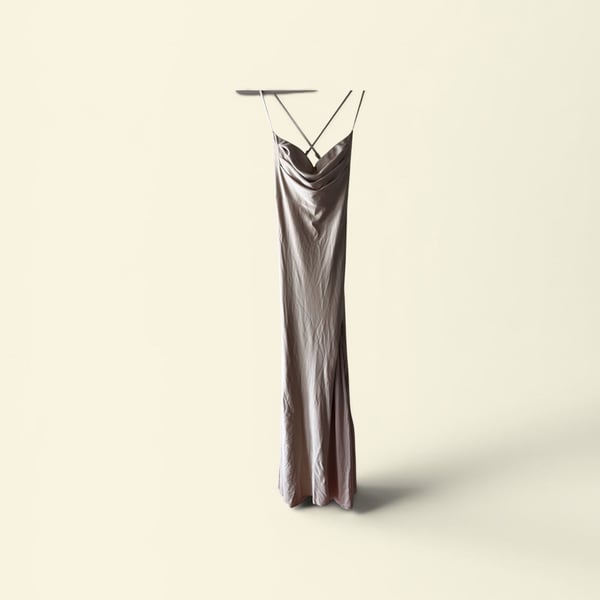 Windsor Cowl Neck Backless Gown in Cafe