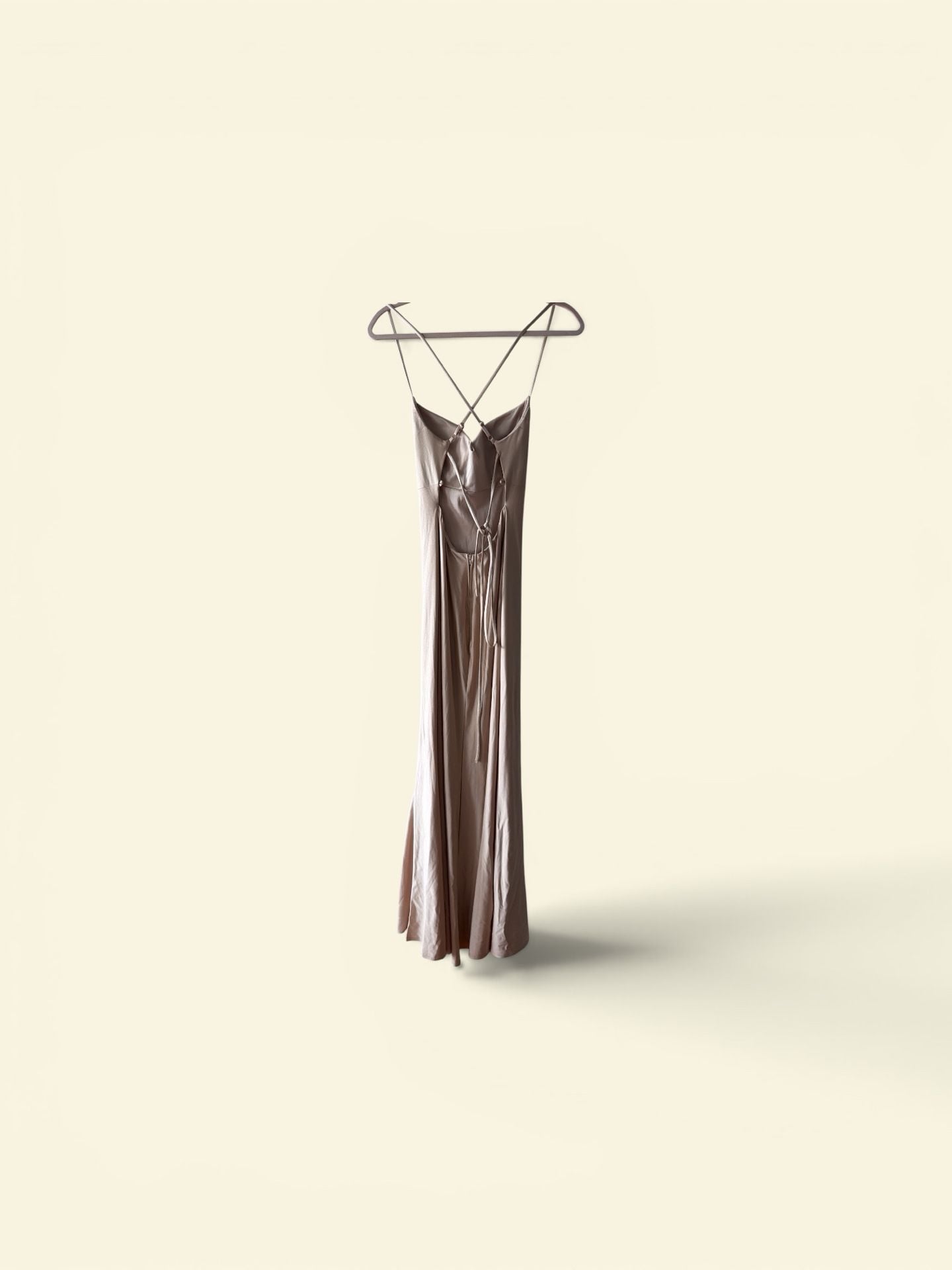 Windsor Cowl Neck Backless Gown in Cafe 4