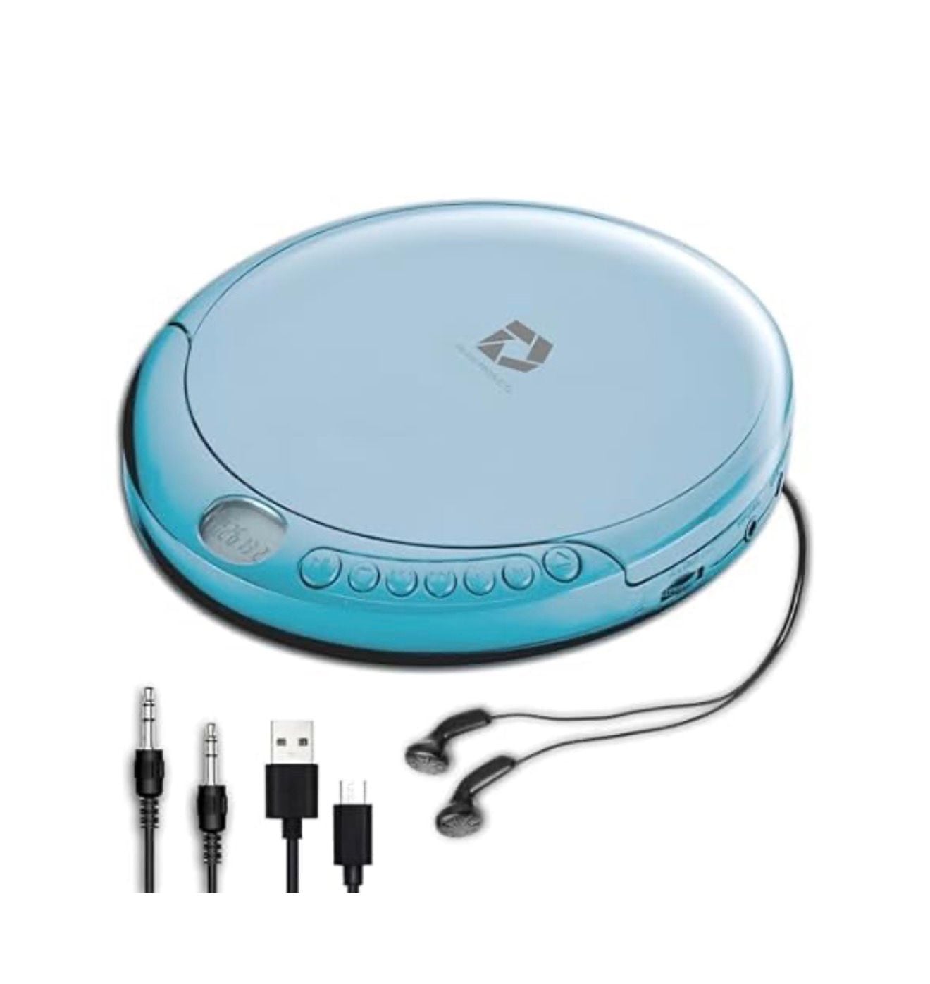 Portable CD Player By Deluxe Electronics 60 Second Anti-Skip Blue with cords 3