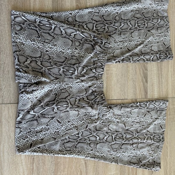 Forever 21 Snake Print High-Waisted Flare Leg Pants