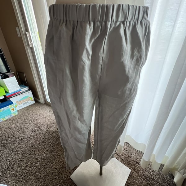 Grade & Gather High Waist Linen Elastic Waist Cropped Pants