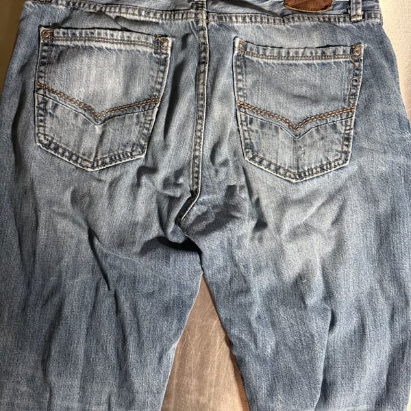 BKE Vintage Welder Straight Leg Distressed Raw Hem Jeans