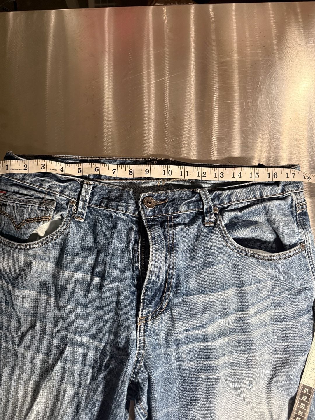 BKE Vintage Welder Straight Leg Distressed Raw Hem Jeans 10