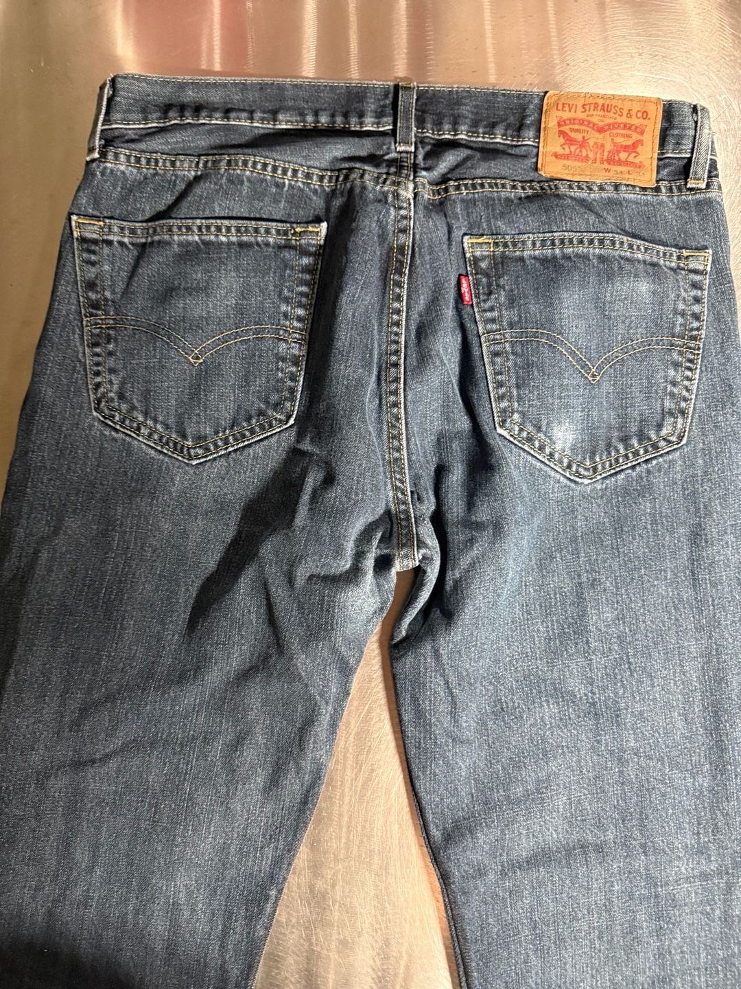 Levi's 505 Regular Fit Straight Leg Jeans Dark Wash W34 L34 2