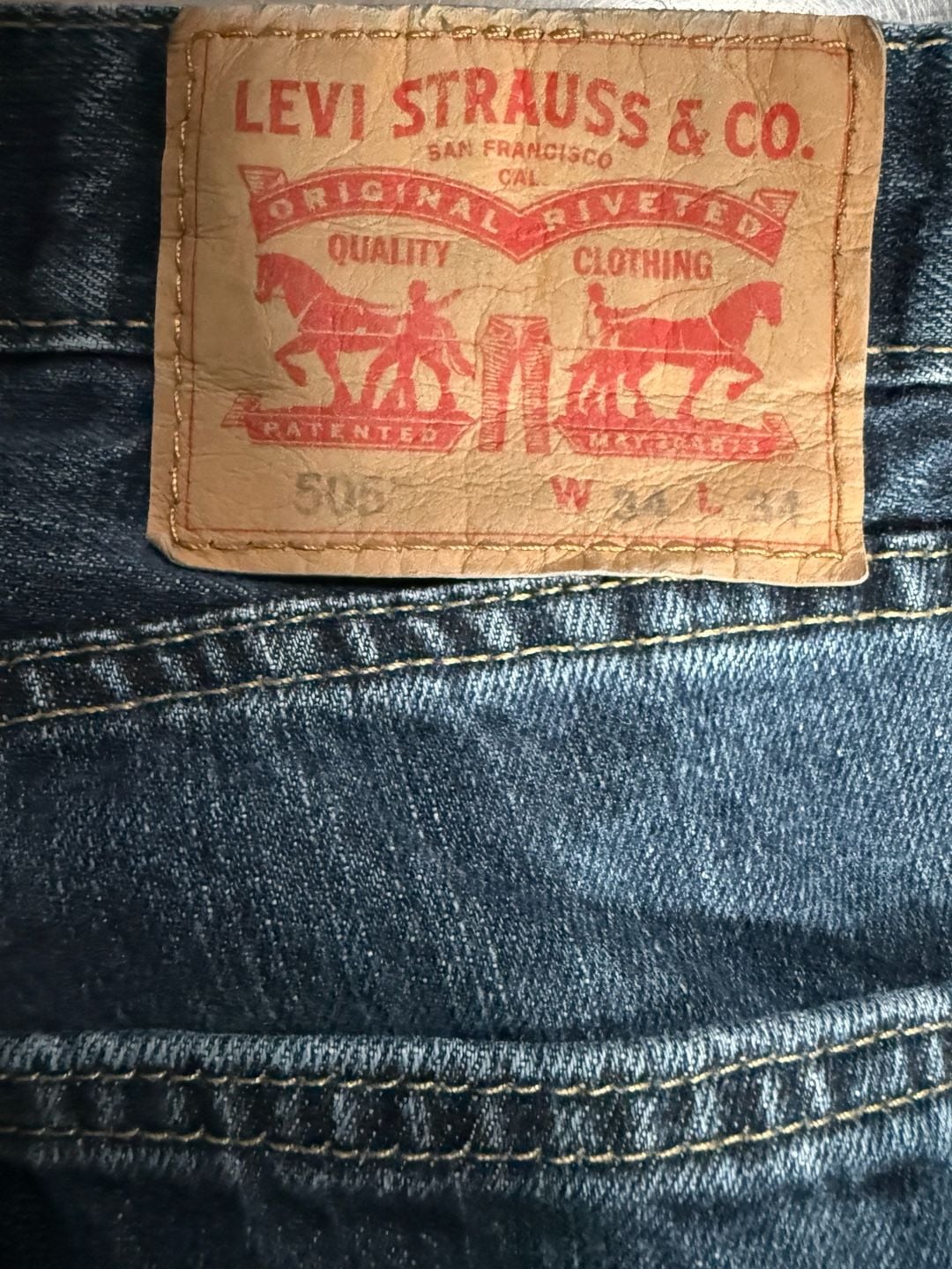 Levi's 505 Regular Fit Straight Leg Jeans Dark Wash W34 L34 3