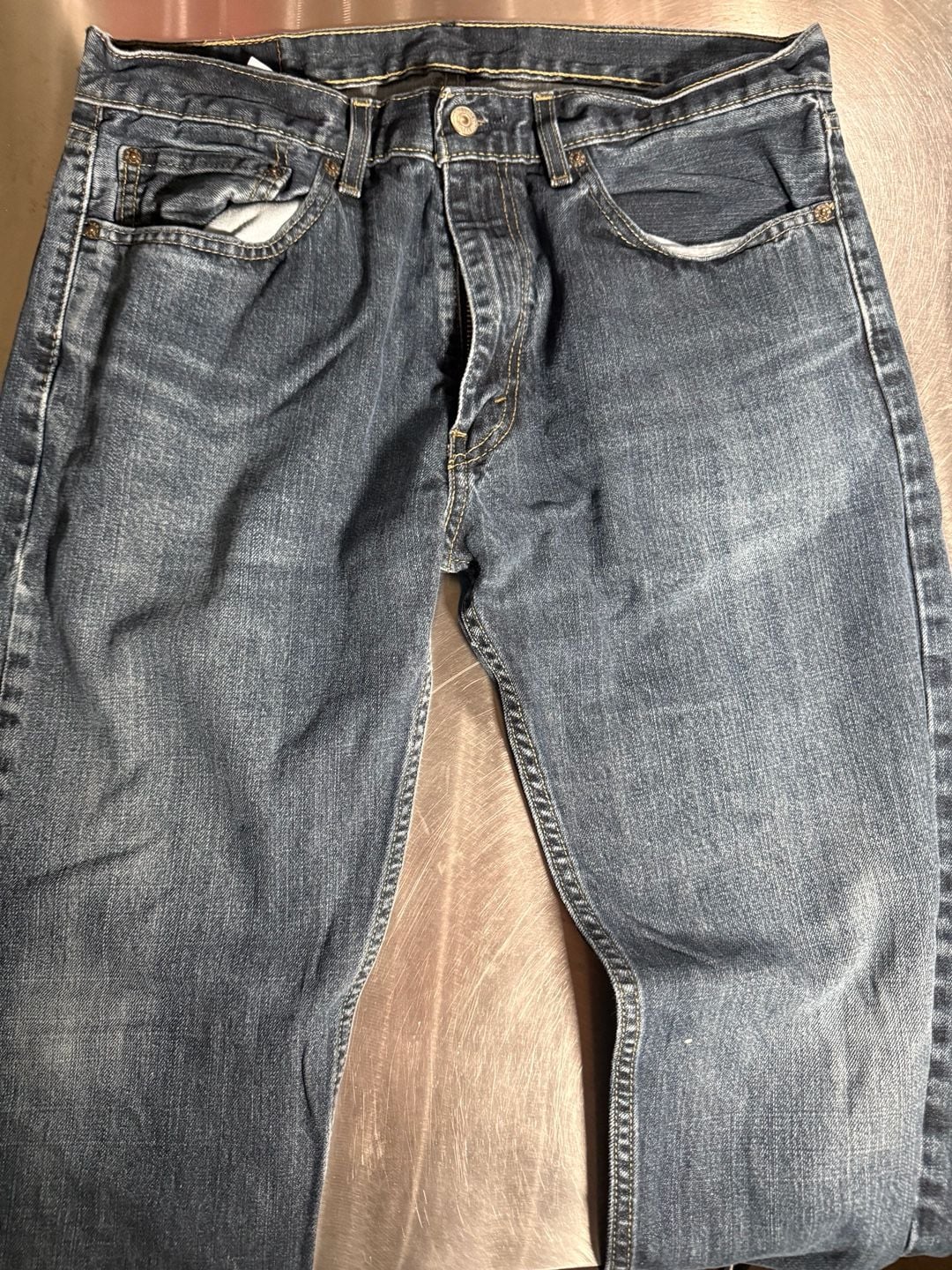 Levi's 505 Regular Fit Straight Leg Jeans Dark Wash W34 L34 6