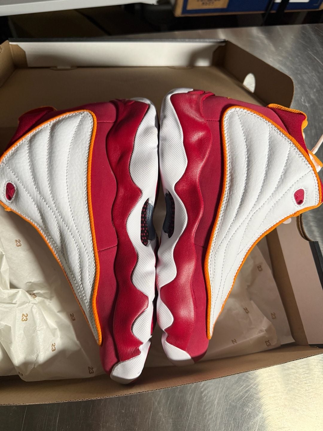 Jordan Pro Strong GS Cardinal Red White Vivid Orange 4