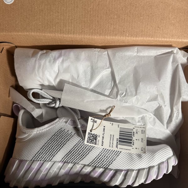 Adidas Kaptir Flow K Sneakers White Purple Size 4.5