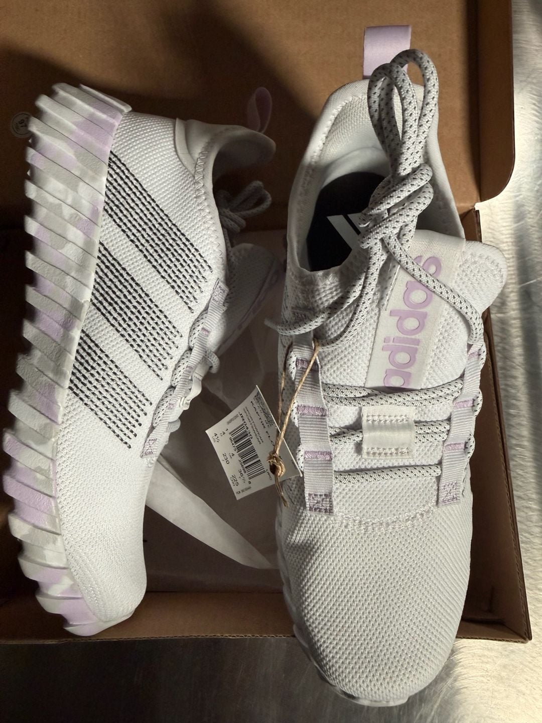Adidas Kaptir Flow K Sneakers White Purple Size 4.5 4