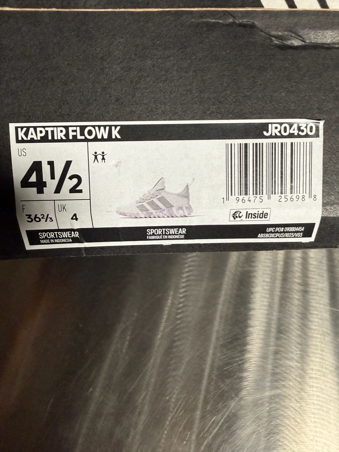 Adidas Kaptir Flow K Sneakers White Purple Size 4.5 5