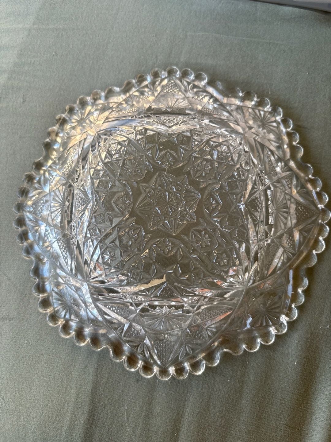 Vintage McKee Glass Aztec Sunburst EAPG Round Covered Butter Dish 3
