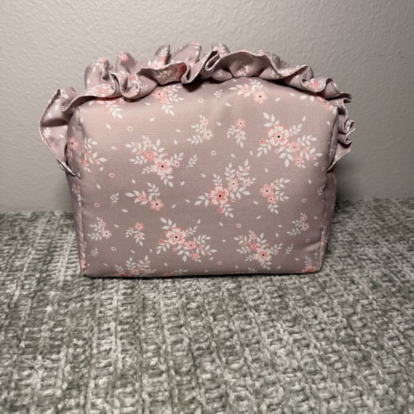 Floral Ruffle Cosmetic Pouch