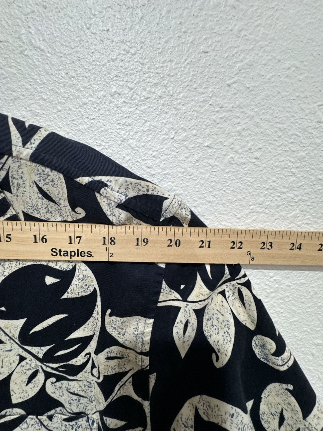 Summa Tropical Navy White Leaf Print Button Front Short Sleeve Shirt 10