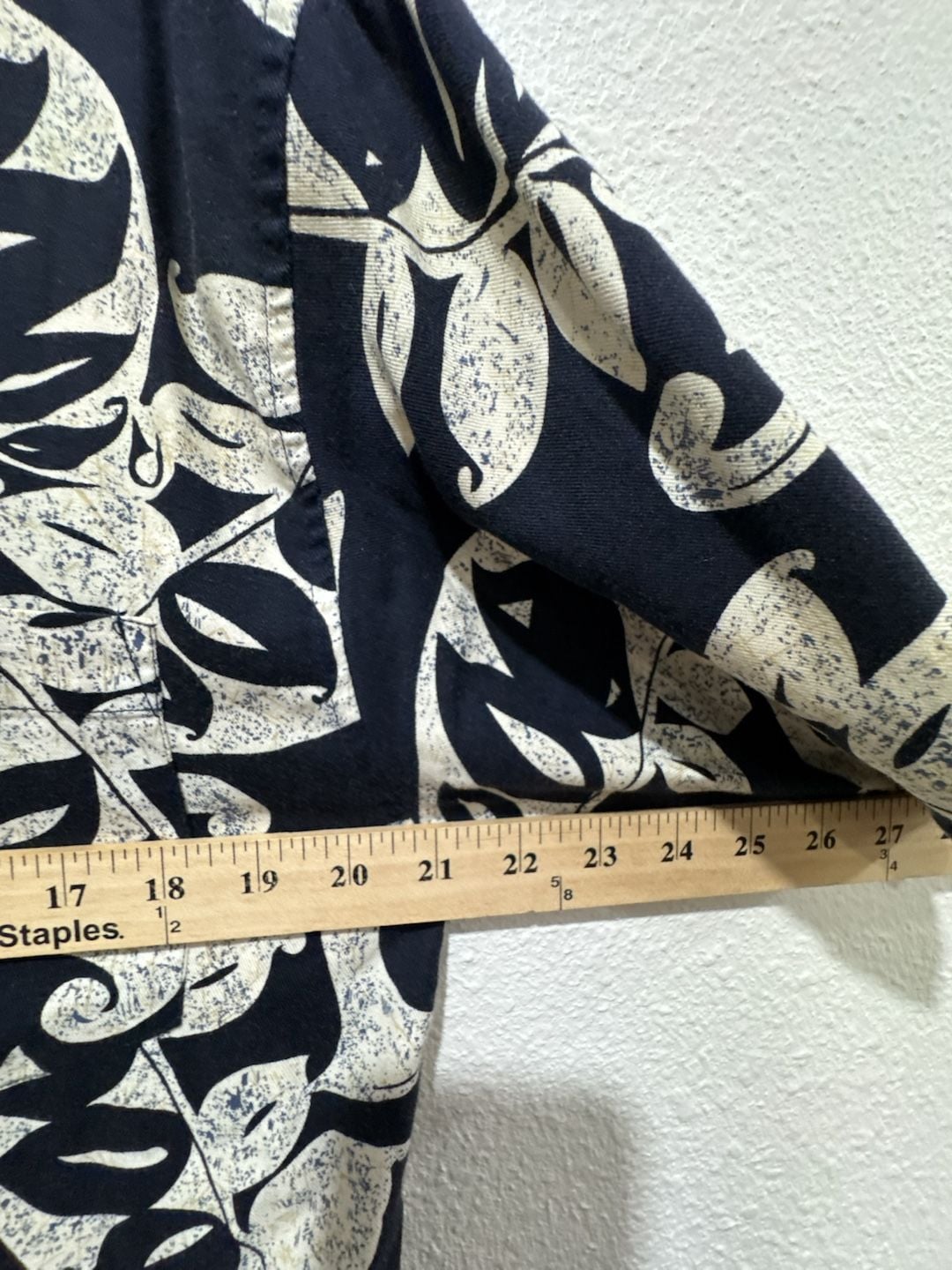 Summa Tropical Navy White Leaf Print Button Front Short Sleeve Shirt 11