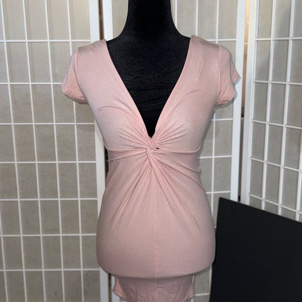 Black Bead USA Pink Twist Front Mini Dress Size S