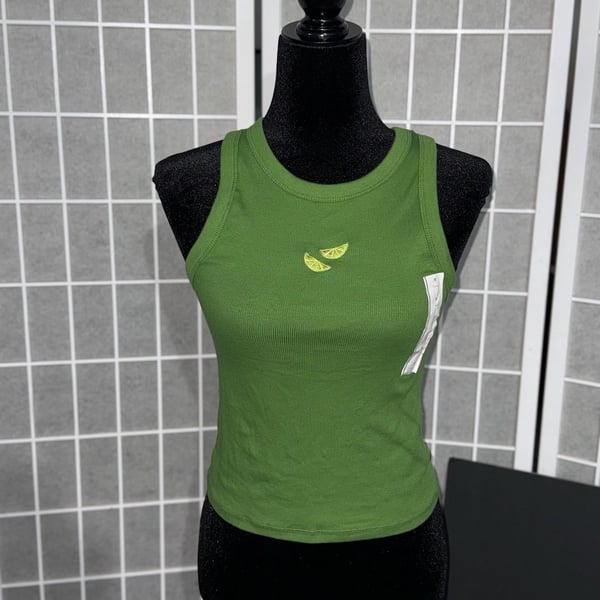 A New Day Green Ribbed Tank Top Size M