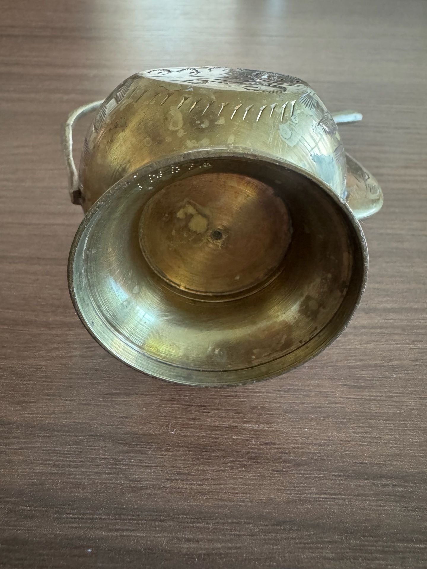 Vintage Hand-Etched Indian Brass Dallah Coffee Pot Ewer 7