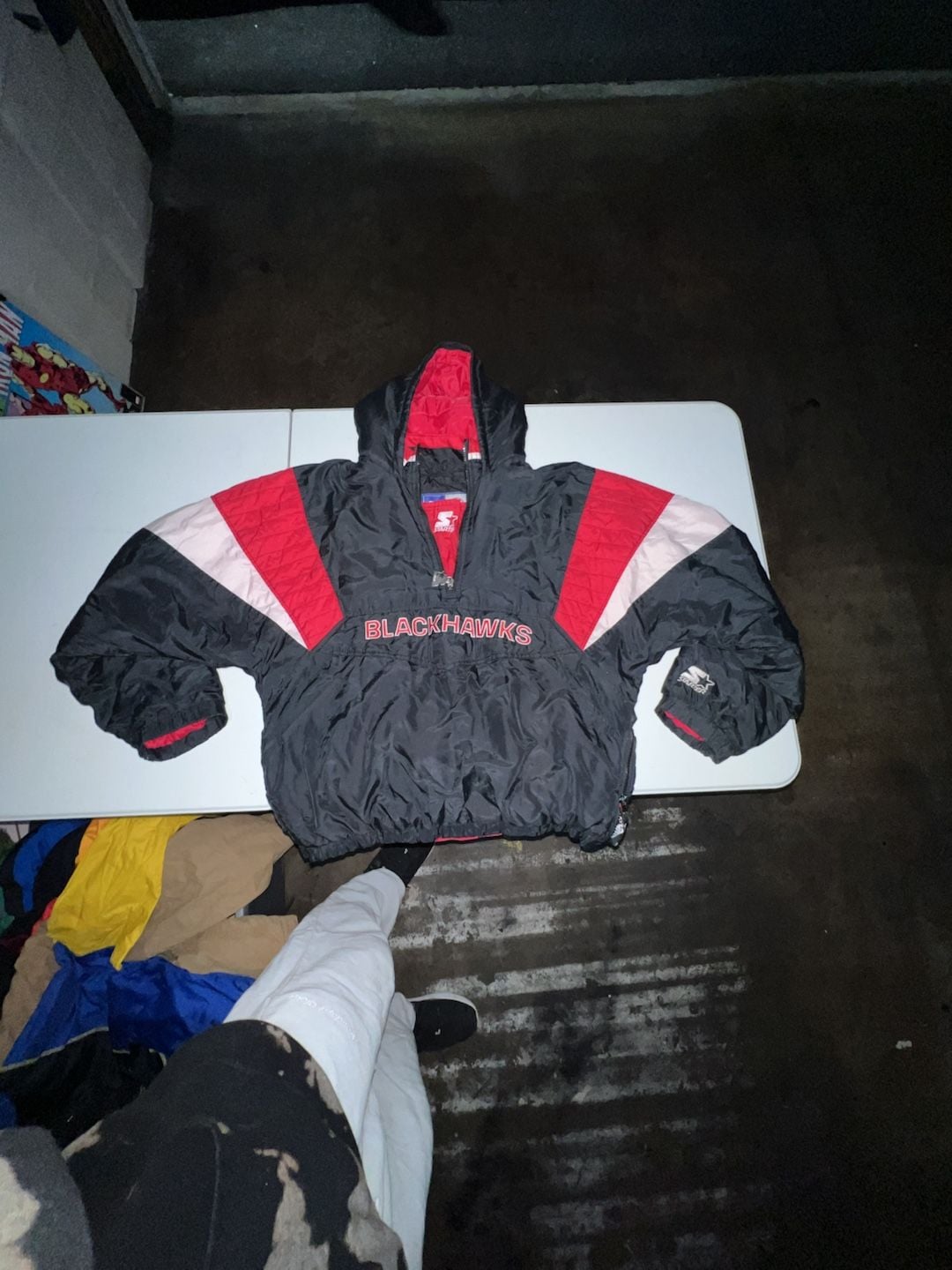Vintage Starter Chicago Blackhawks NHL 1/2 Zip Pullover Puffer Jacket 2
