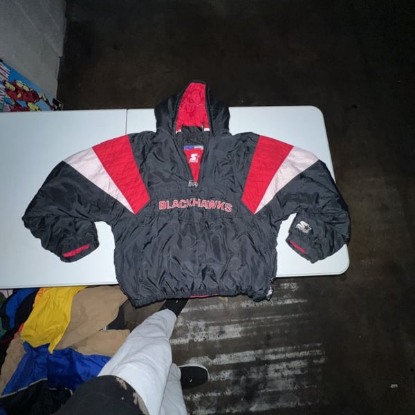 Vintage Starter Chicago Blackhawks NHL 1/2 Zip Pullover Puffer Jacket