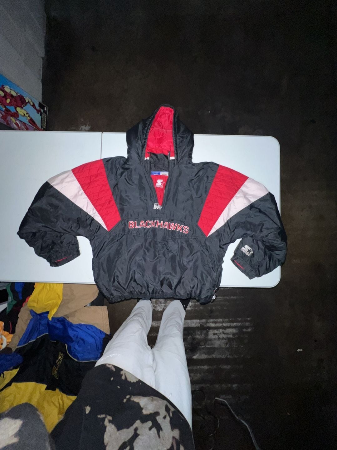 Vintage Starter Chicago Blackhawks NHL 1/2 Zip Pullover Puffer Jacket 3
