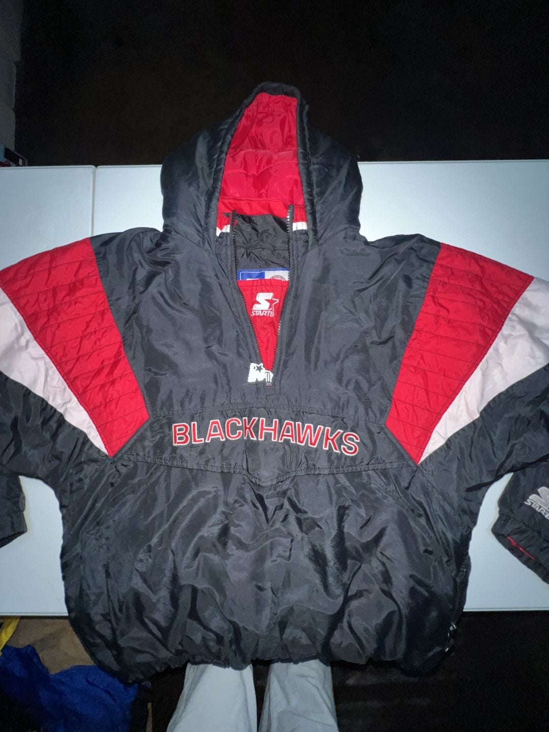 Vintage Starter Chicago Blackhawks NHL 1/2 Zip Pullover Puffer Jacket 4