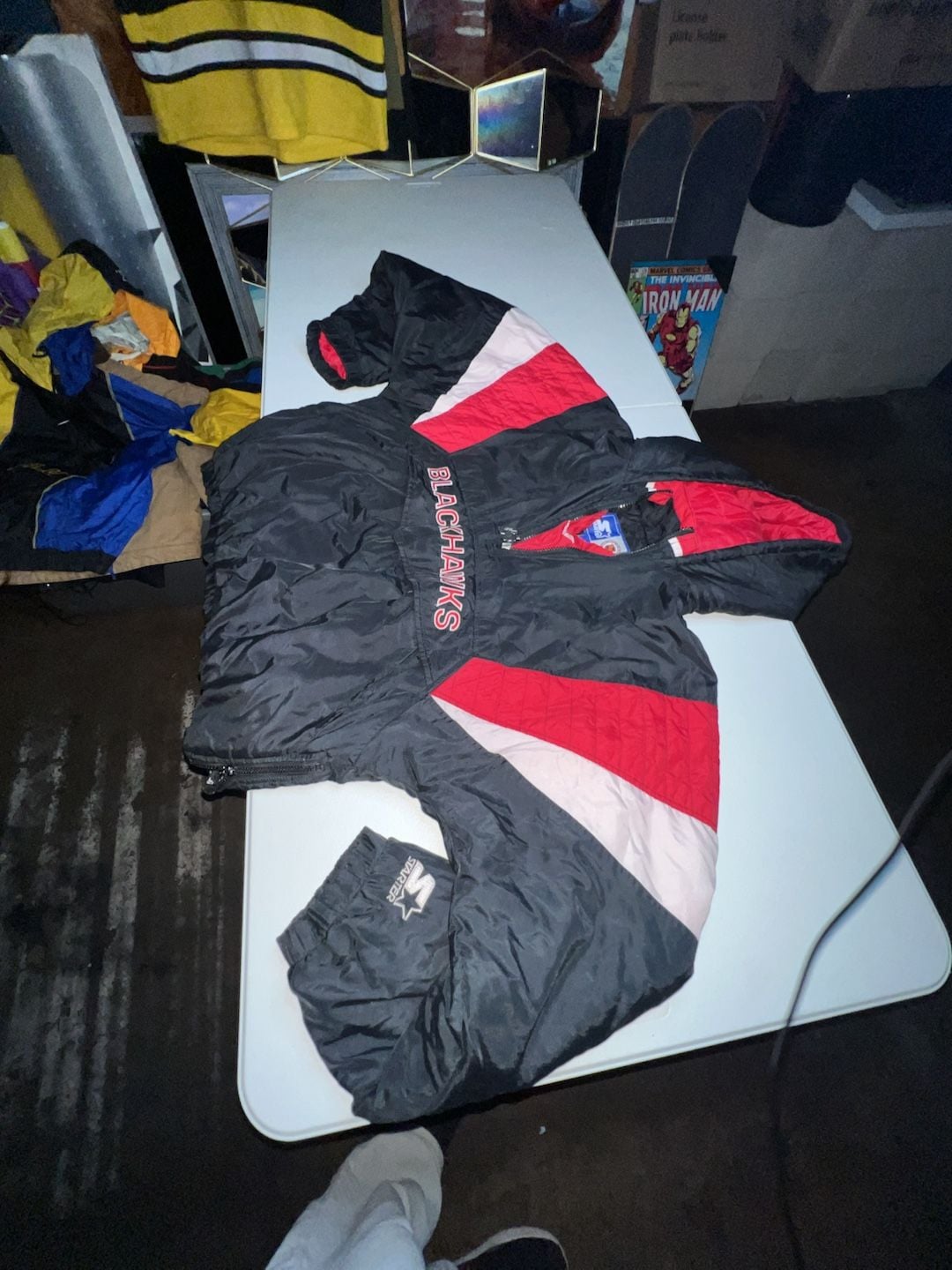 Vintage Starter Chicago Blackhawks NHL 1/2 Zip Pullover Puffer Jacket 7