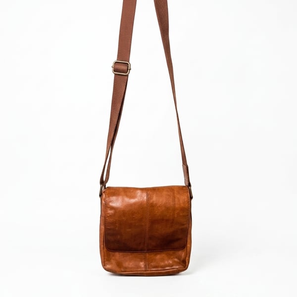 Vintage Fossil Brand Brown Genuine Leather Messenger Crossbody Bag