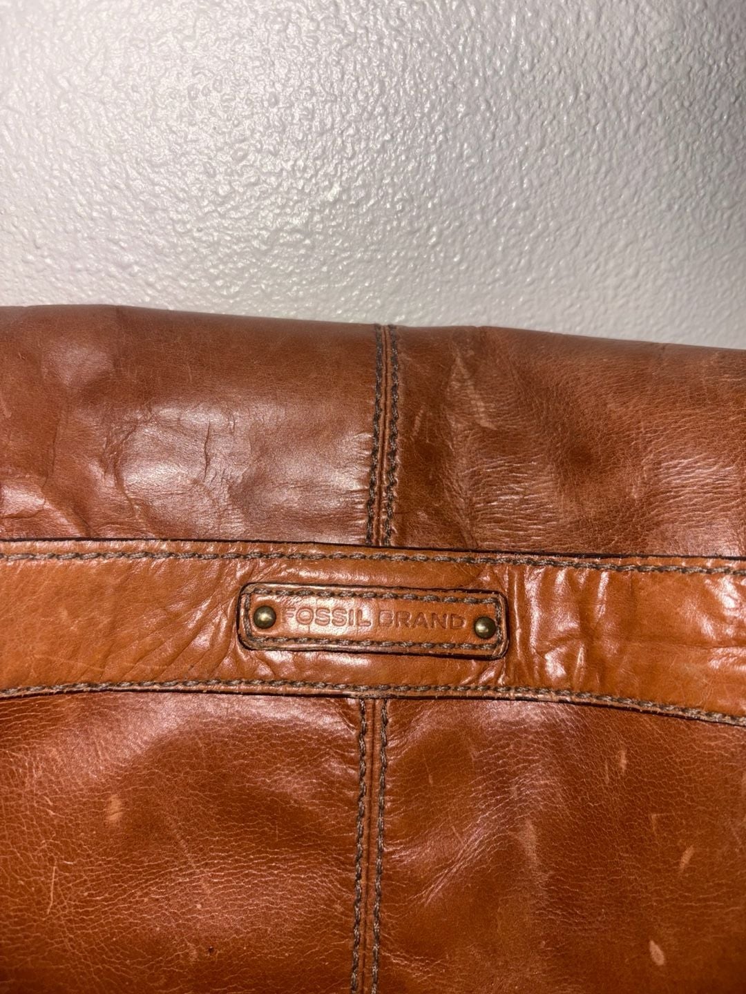 Vintage Fossil Brand Brown Genuine Leather Messenger Crossbody Bag 3